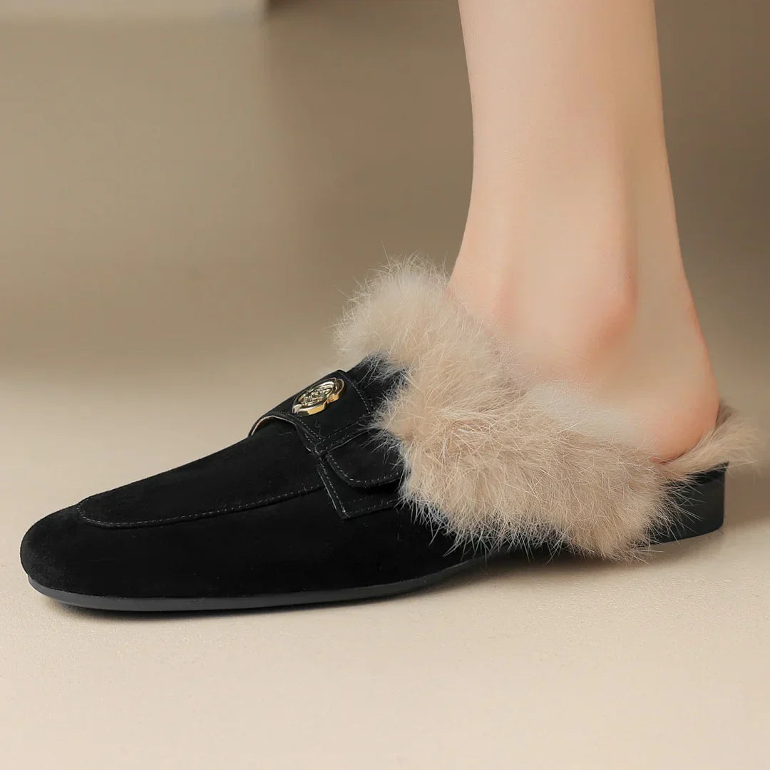 VELOURA SUEDE SHEARLING MULES