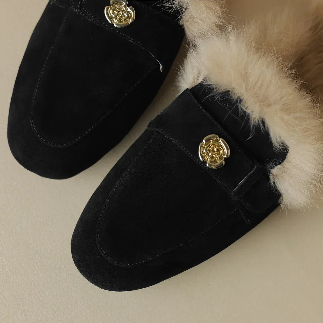 VELOURA SUEDE SHEARLING MULES