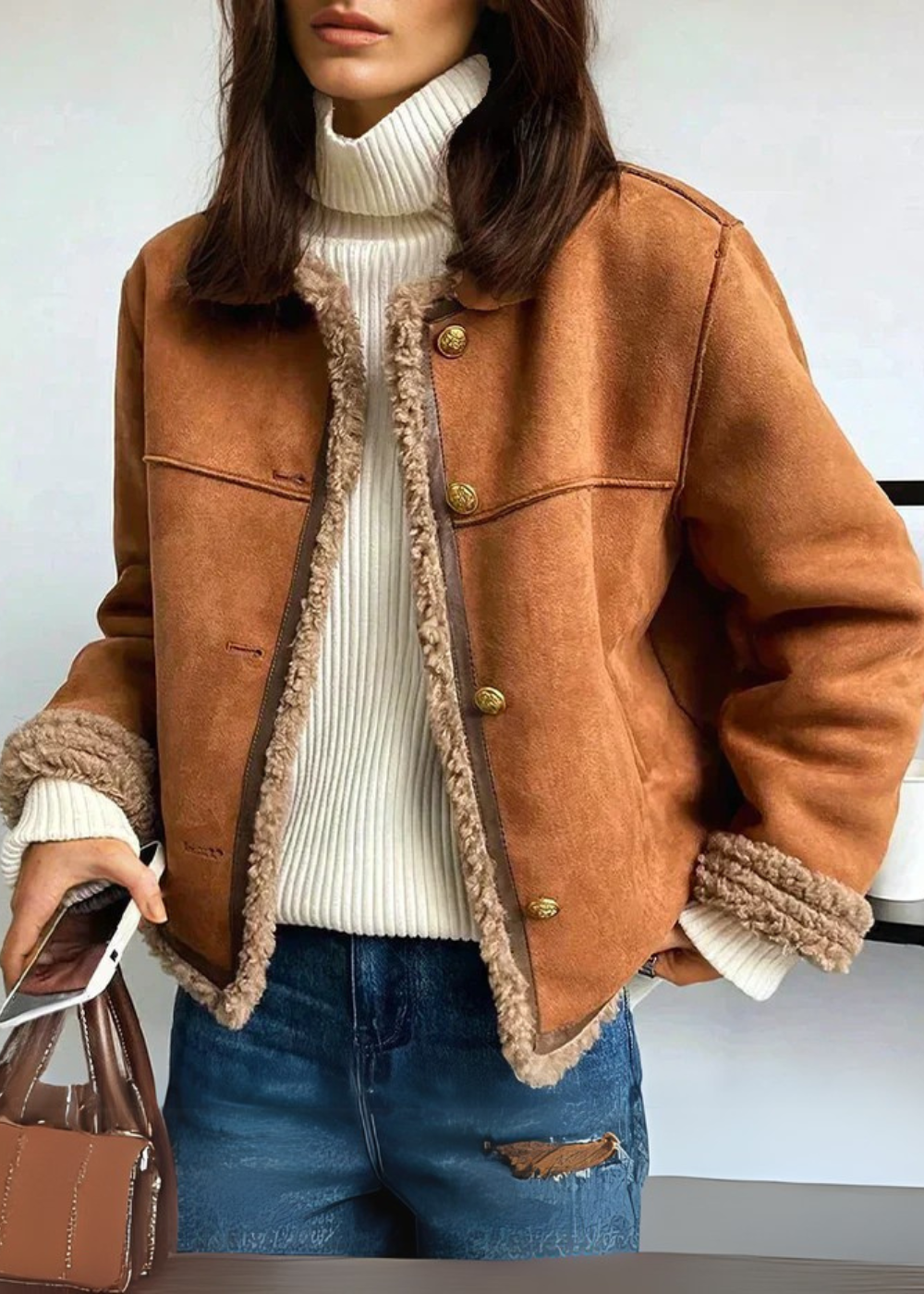 RUBY COSY SHEARLING-LINED JACKET