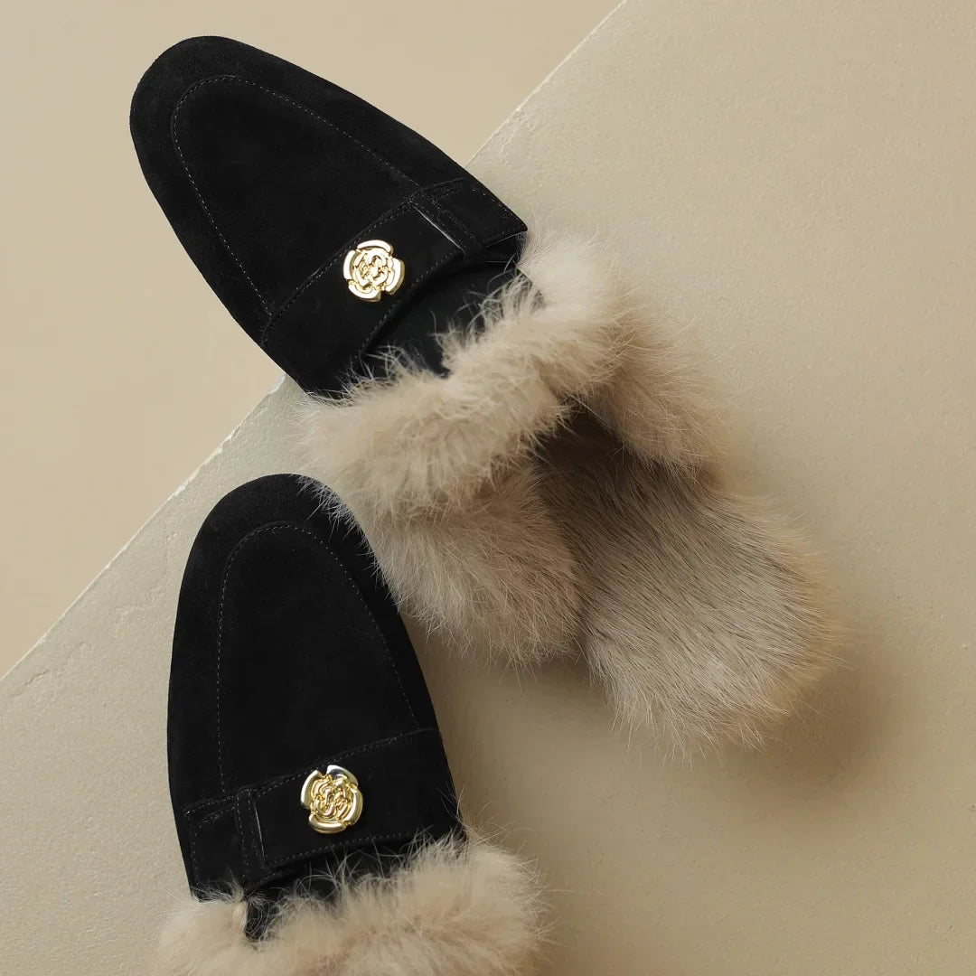 VELOURA SUEDE SHEARLING MULES